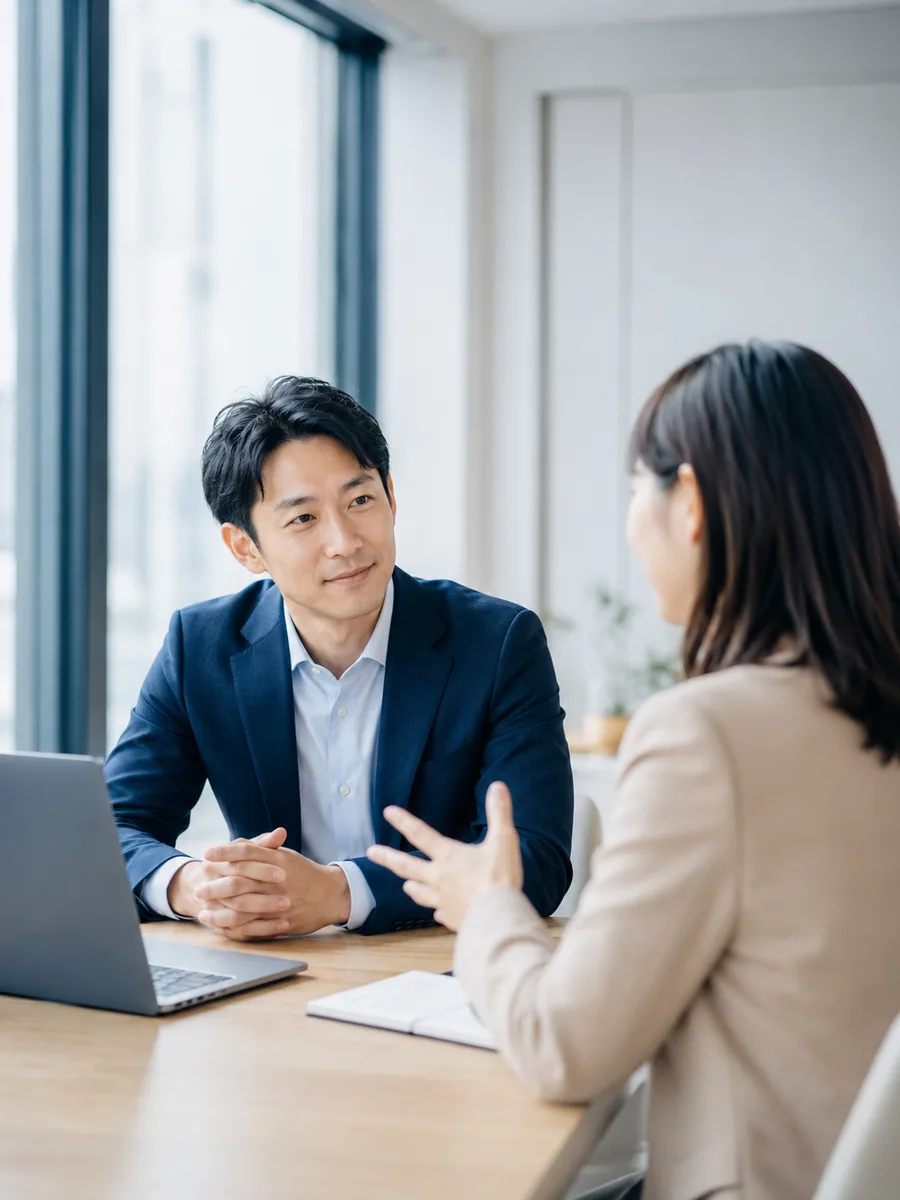 採用について面談する担当者と企業のご担当者